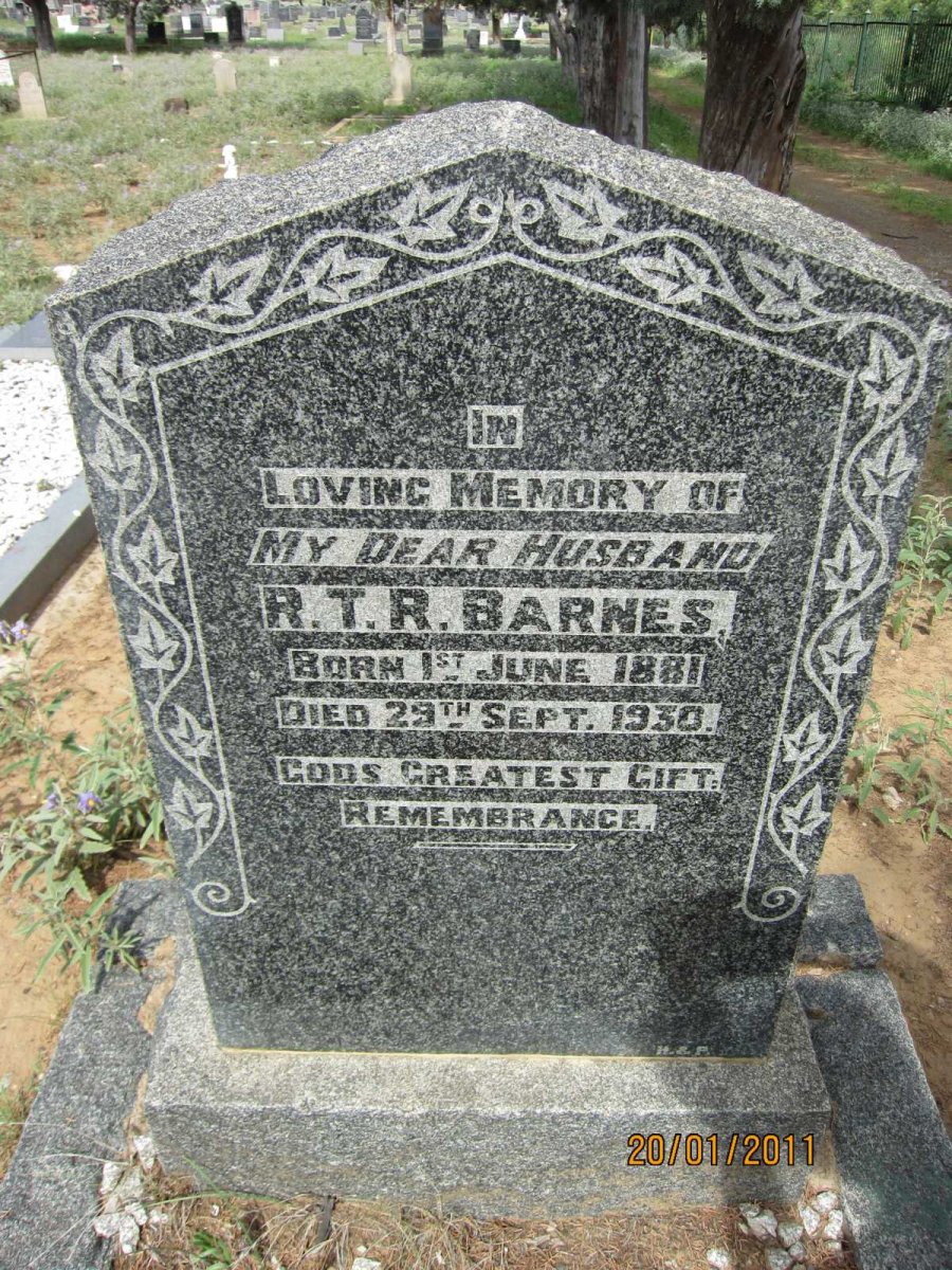 BARNES R.T.R. 1881-1930
