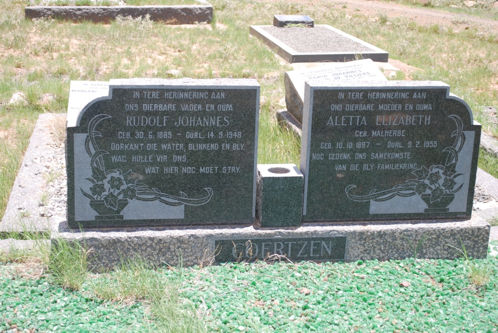 COERTZEN Rudolph Johannes 1889-1948 &amp; Aletta Elizabeth MALHERBE 1897-1955