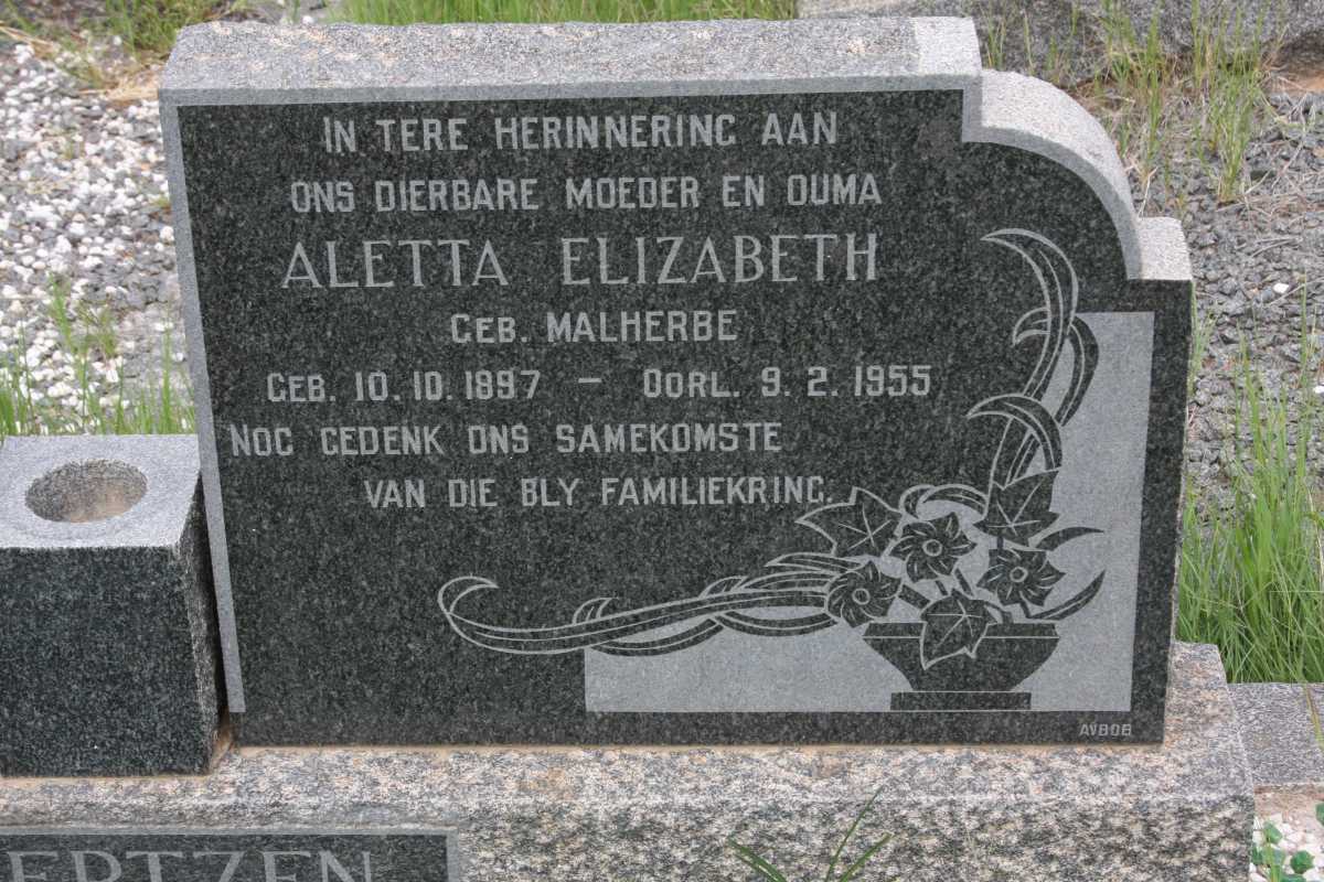 COERTZEN Aletta Elizabeth nee MALHERBE 1897-1955