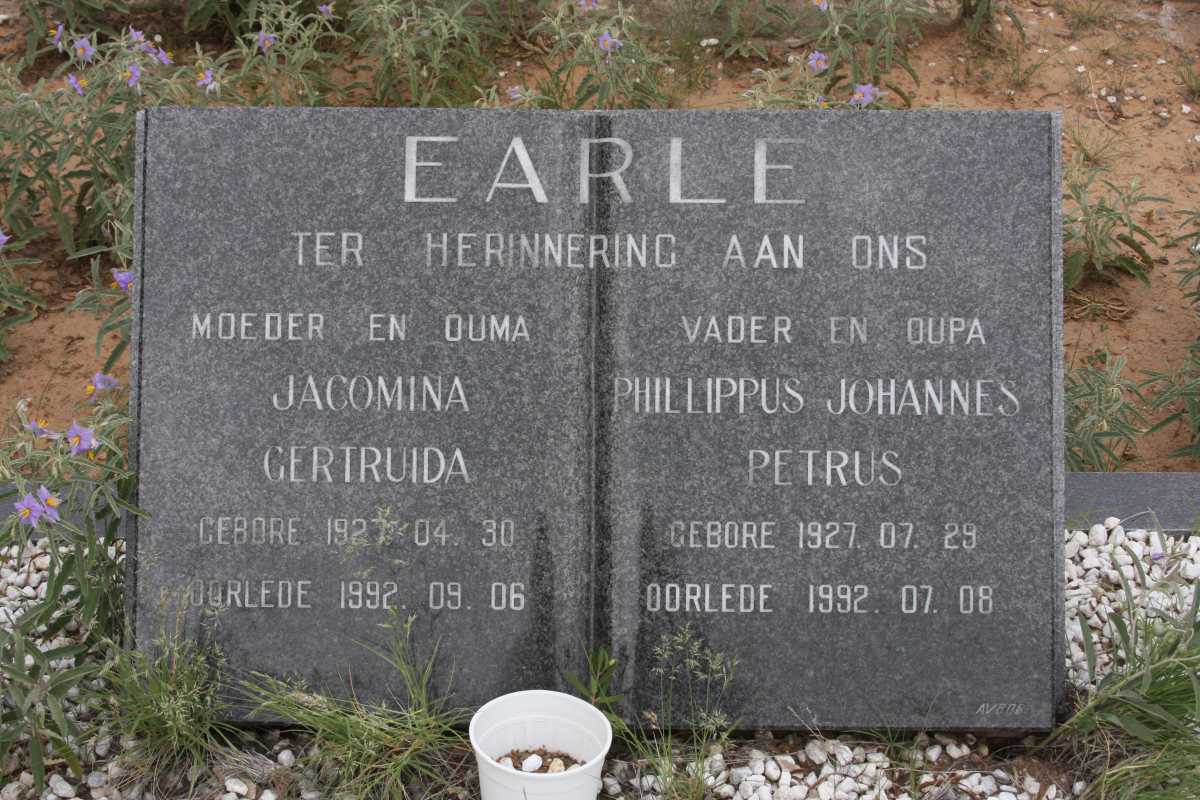 EARLE Phillippus Johannes Petrus 1927-1992 &amp; Jacomina Gertruida 1927-1992
