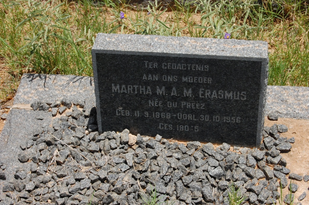 ERASMUS Martha M.A.M. nee DU PREEZ 1868-1956