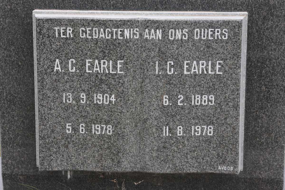 EARLE I.G. 1889-1978 &amp; A.C. 1904-1978