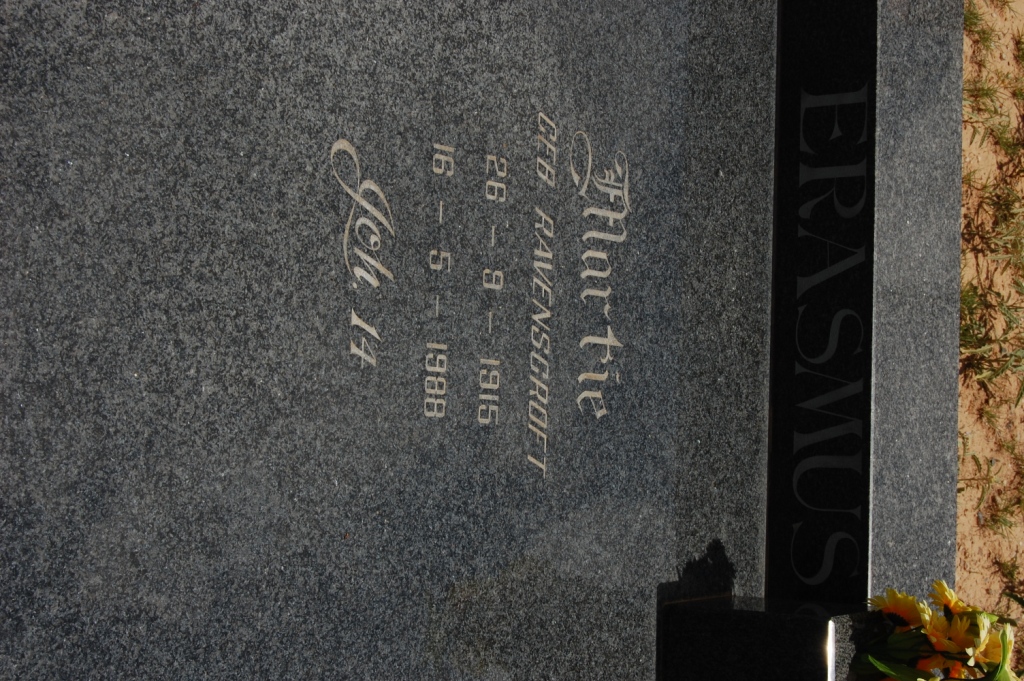 ERASMUS Martie nee RAVENSCROFT 1915-1988