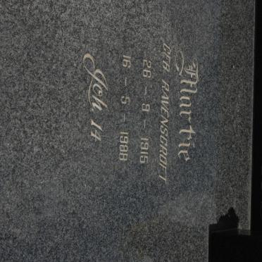 ERASMUS Martie nee RAVENSCROFT 1915-1988