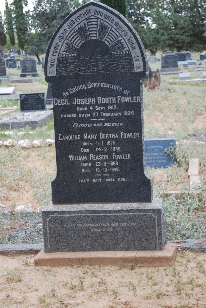 FOWLER William Reason 1869-1949 &amp; Caroline Mary Bertha 1875-1946 :: FOWLER Cecil Joseph Booth 1912-1934