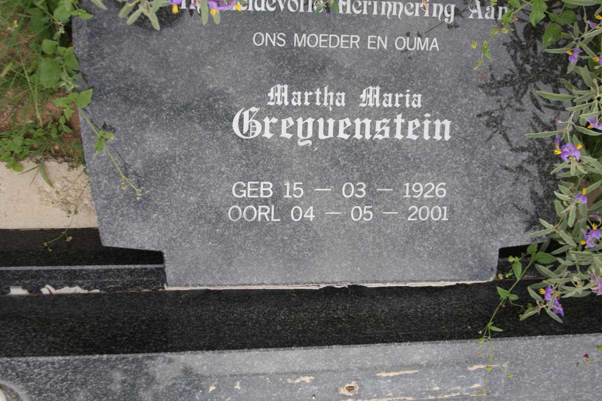 GREYVENSTEIN Martha Maria 1926-2001