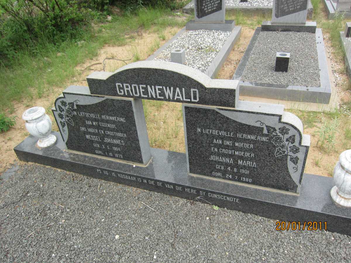 GROENEWALD Wessel Johannes 1904-1979 &amp; Johanna Maria 1901-1980