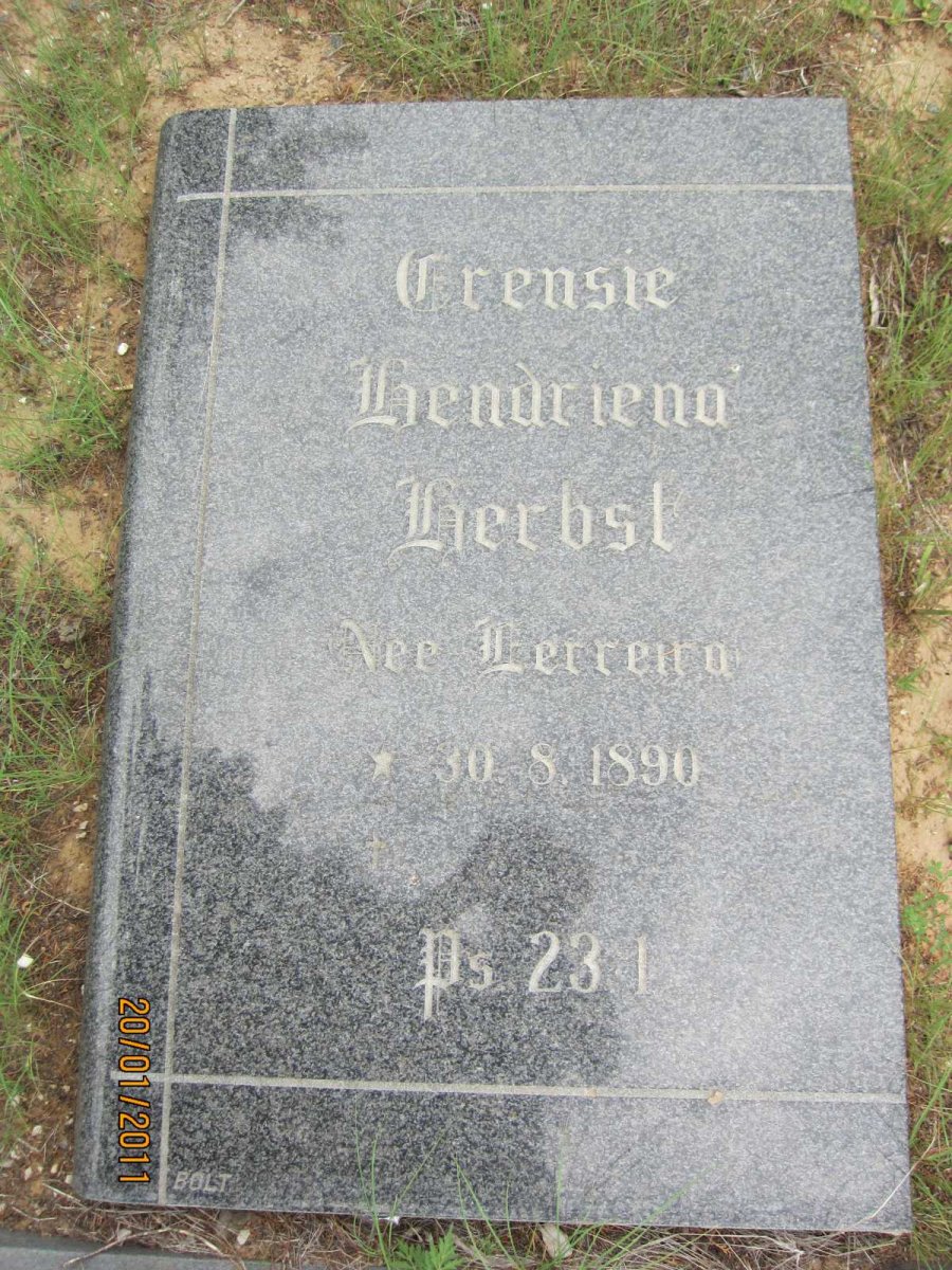 HERBST Trensie Hendriena nee FERREIRA 1890-