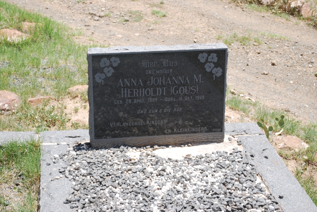 HERHOLDT Anna Johanna M. nee GOUWS 1884-1969