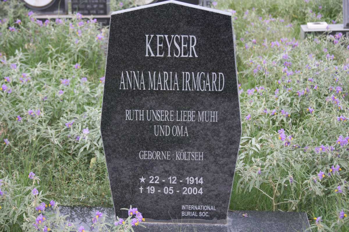 KEYSER Anna Maria Irmgard nee KÖLTSEH 1914-2004