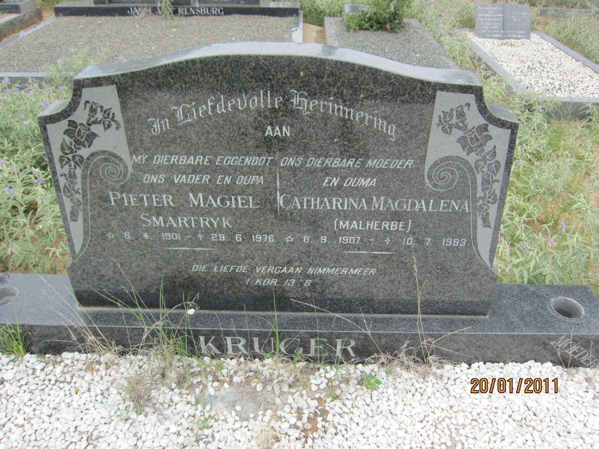 KRUGER Pieter Magiel Smartryk 1901-1976 &amp; Catharina Magdalena MALHERBE 1907-1993