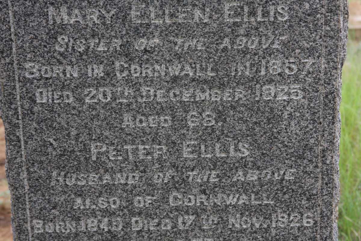 ELLIS Mary Ellen nee LAWRY 1857-1925 :: ELLIS Peter 1849-1926