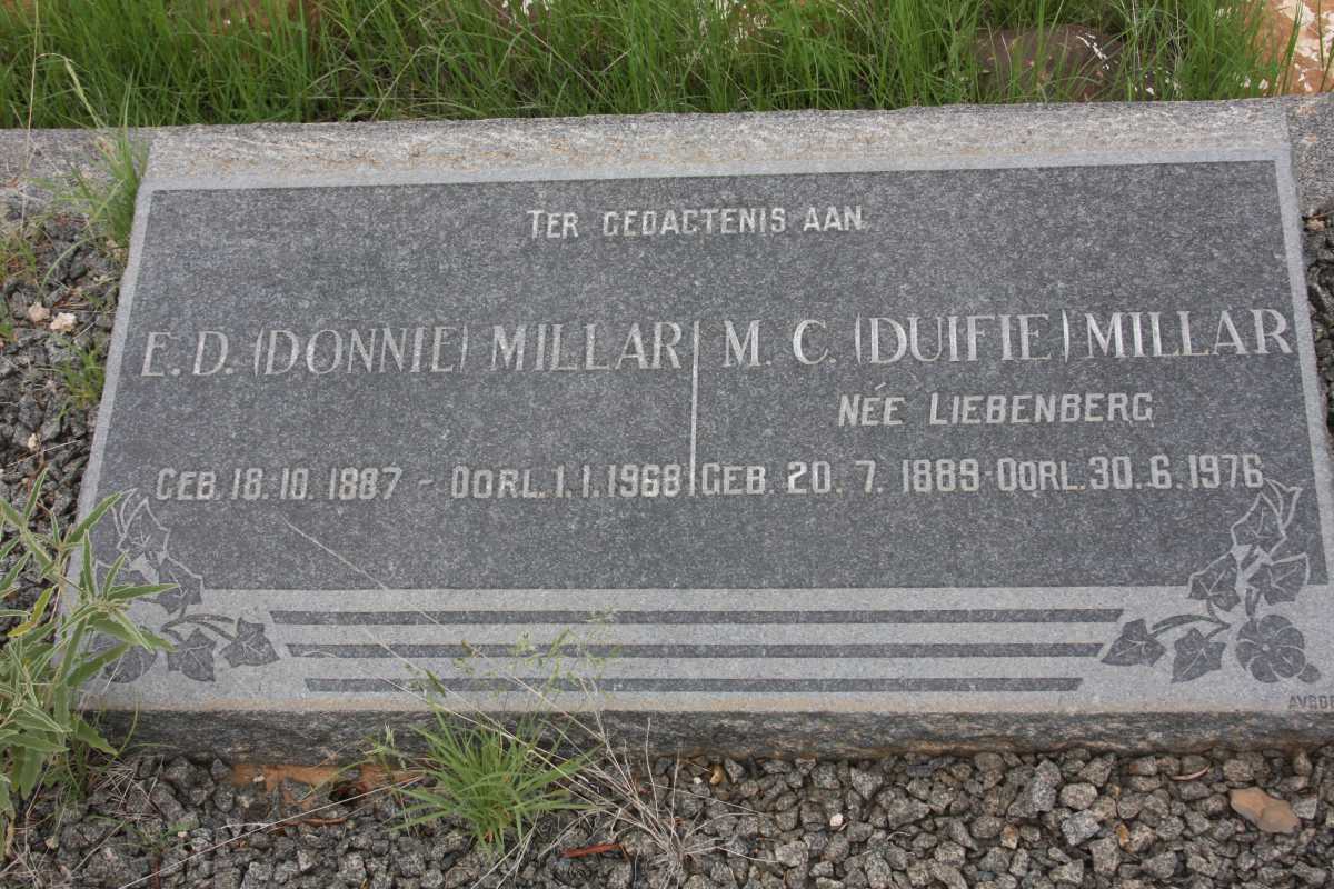 MILLAR E.D. 1887-1968 &amp; M.C. LIEBENBERG 1889-1976