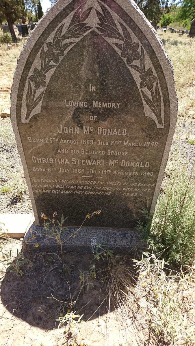Mc DONALD John 1869-1940 &amp; Christina Stewart 1864-1940