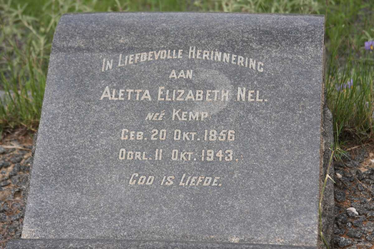 NEL Aletta Elizabeth nee KEMP 1856-1943