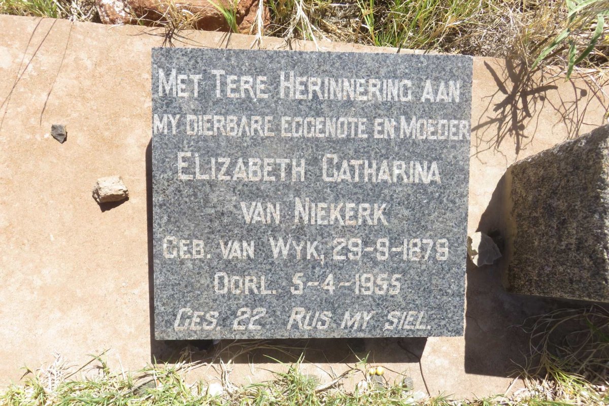 NIEKERK Elizabeth Catharina, van nee VAN WYK 1879-1955