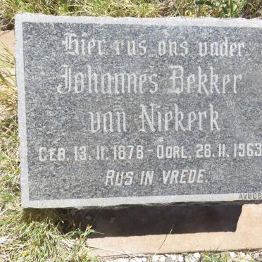 NIEKERK Johannes Bekker, van 1878-1963