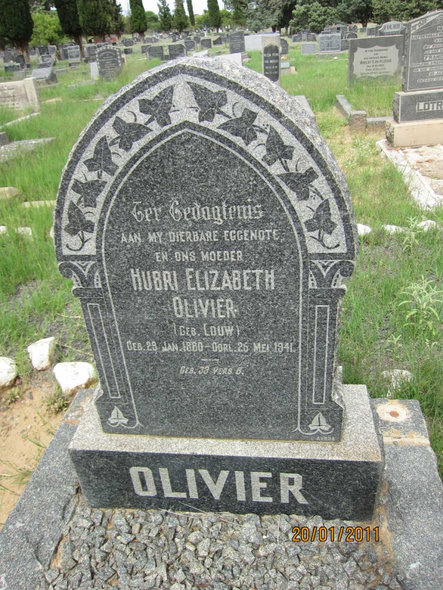 OLIVIER Hubri Elizabeth nee LOUW 1880-1941