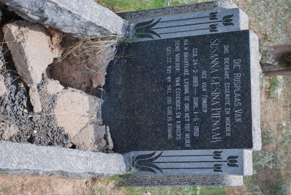 PIENAAR Susanna Gesina nee VAN TONDER 1889-1950
