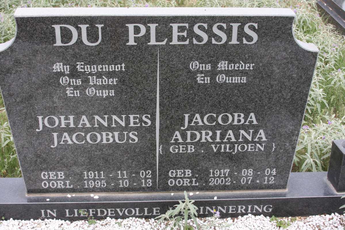 PLESSIS Johannes Jacobus, du 1911-1995 &amp; Jacoba Adriana VILJOEN 1917-2002