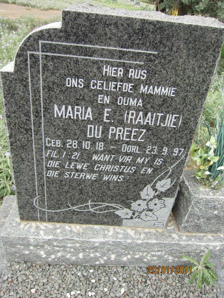 PREEZ Maria E., du 1918-1997