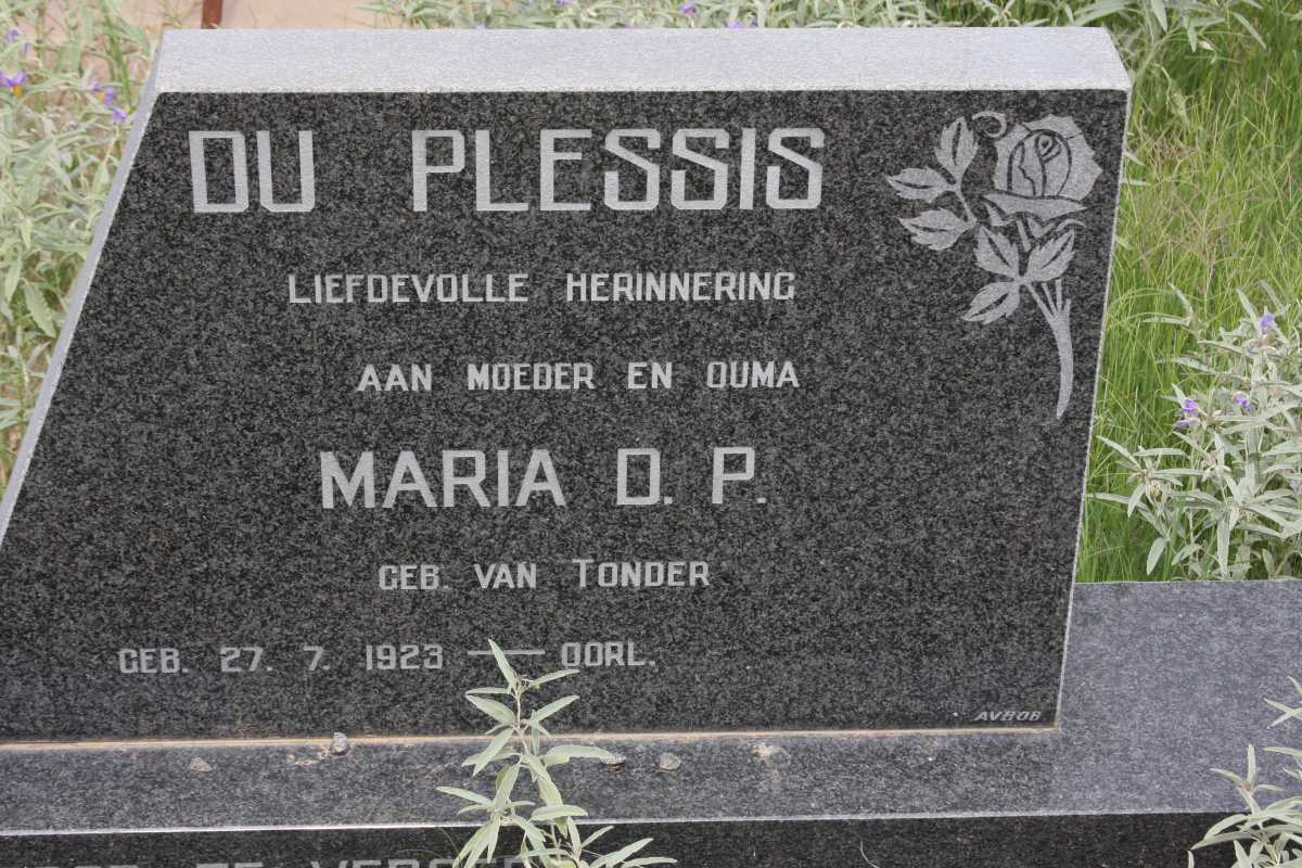 PLESSIS Maria D.P., du nee VAN TONDER 1923-