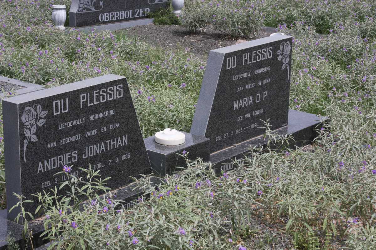 PLESSIS Andries Jonathan, du 1910-1985 &amp; Maria D.P. VAN TONDER 1923-