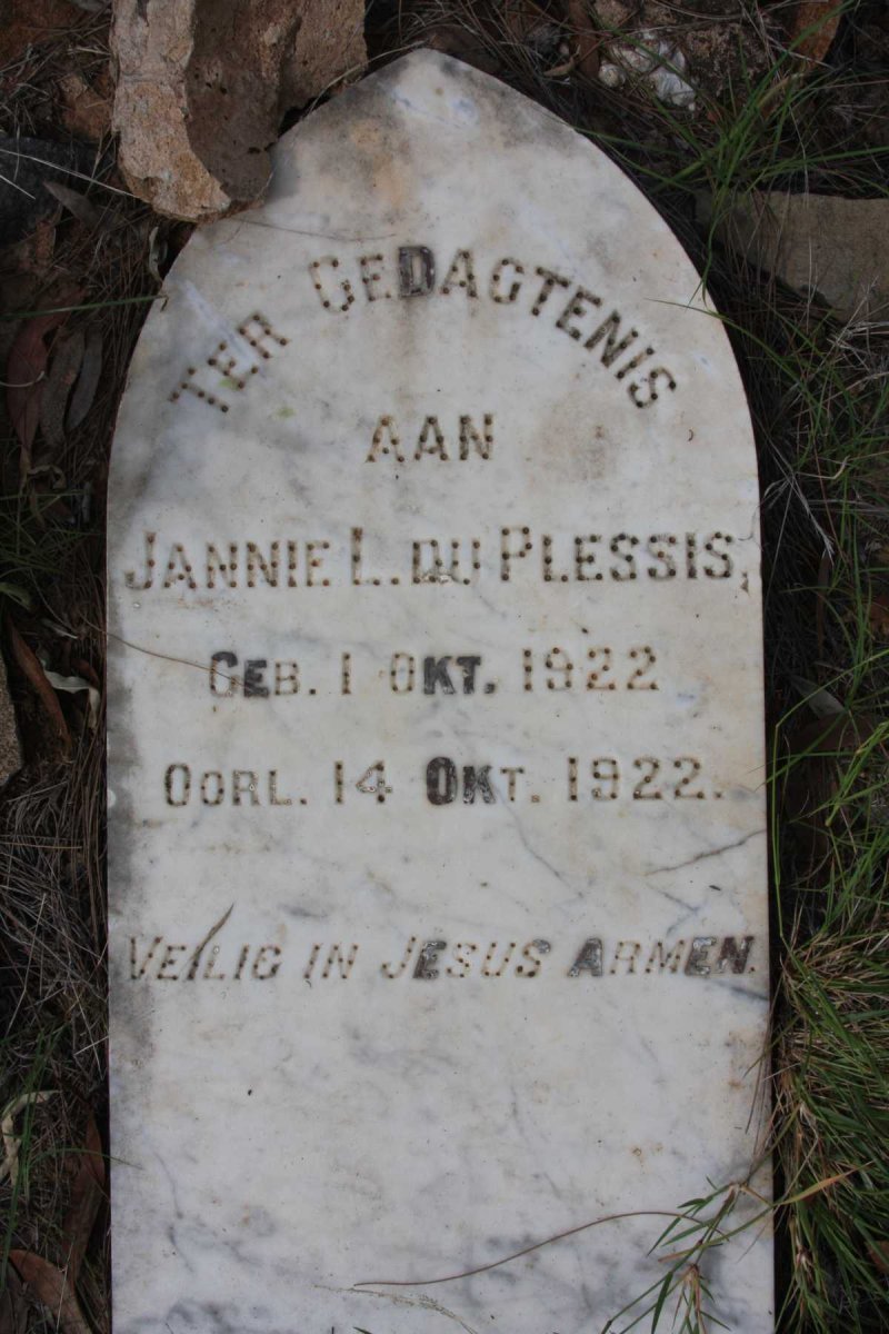PLESSIS Jannie L, du 1922-1922