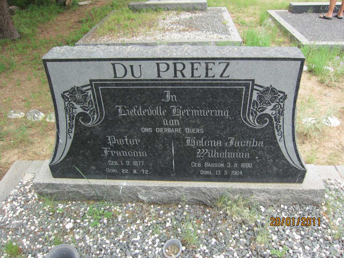 PREEZ Pieter Francois, du 1877-1972 &amp; Helena Jacoba Wilhelmina BASSON 1880-1964