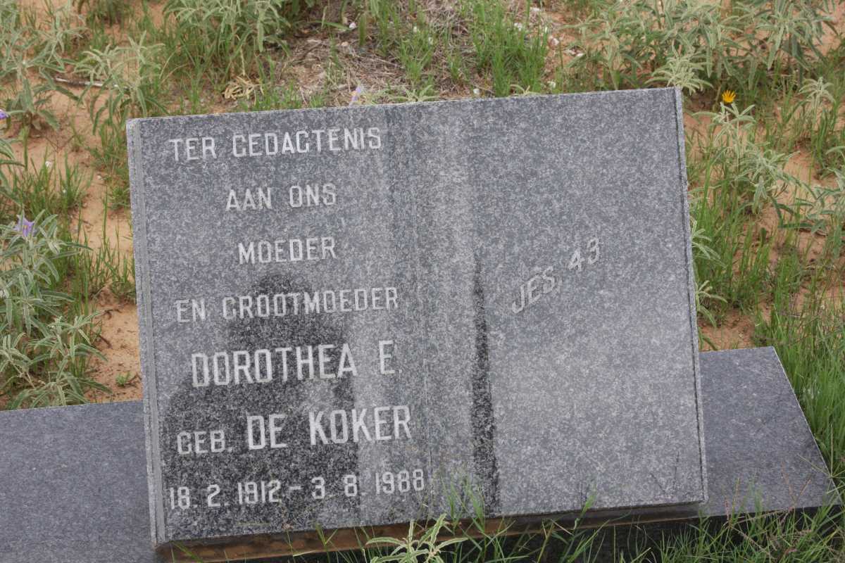 PLESSIS Dorothea E., du nee DE KOKER 1912-1988
