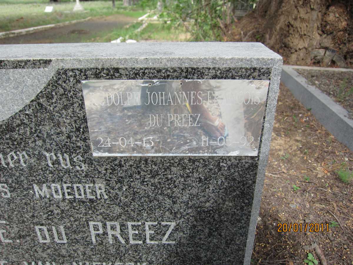 PREEZ Rudolph Johannes Francois, du 1913-1992