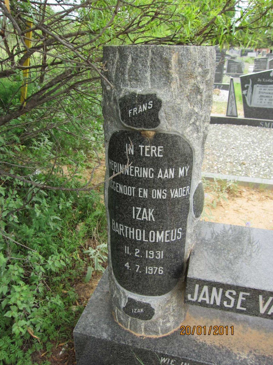 RENSBURG Izak Bartholomeus, Janse van 1931-1976