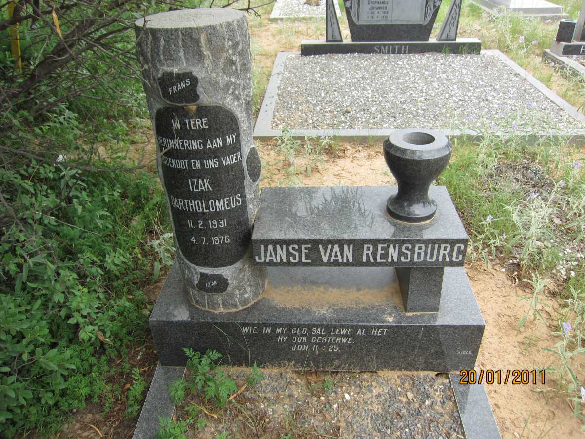 RENSBURG Izak Bartholomeus, Janse van 1931-1976