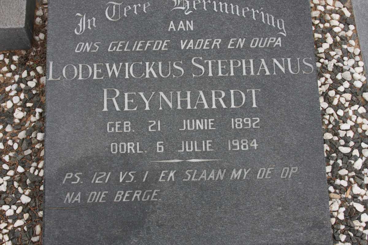 REYNHARDT Lodewickus Stephanus 1892-1984