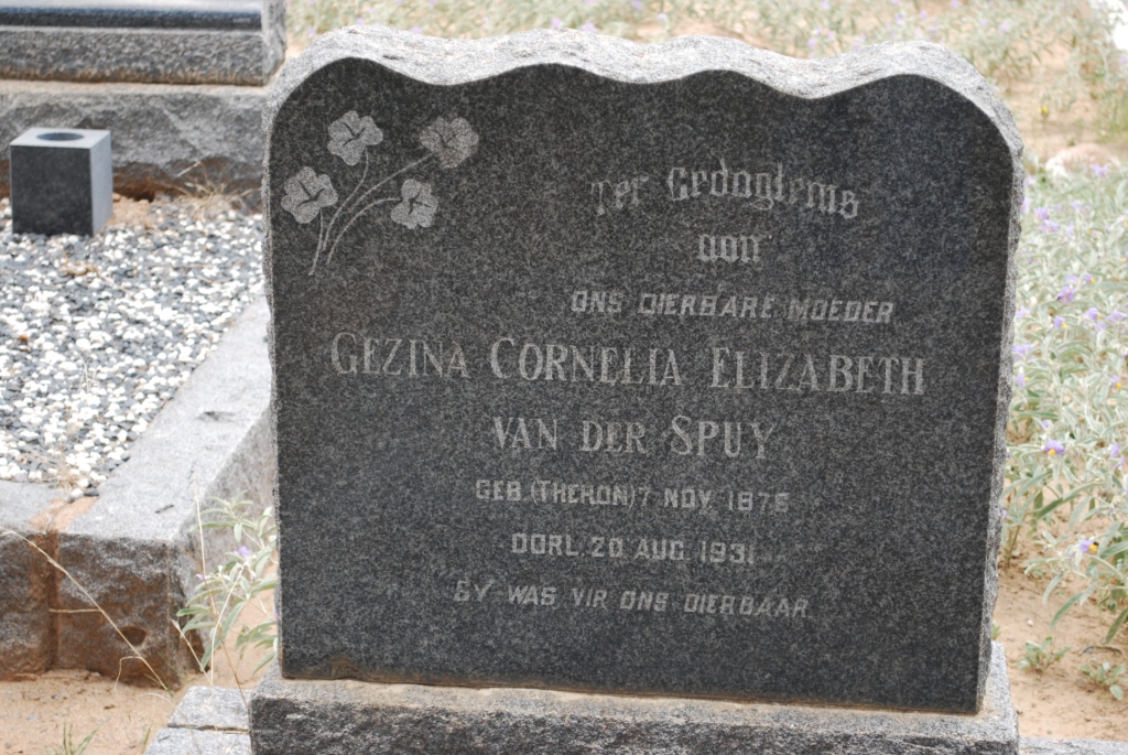 SPUY Gezina Cornelia Elizabeth, van der nee THERON 1876-1931
