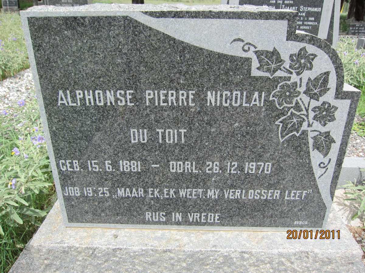 TOIT Alphonse Pierre Nicolai, du 1881-1970