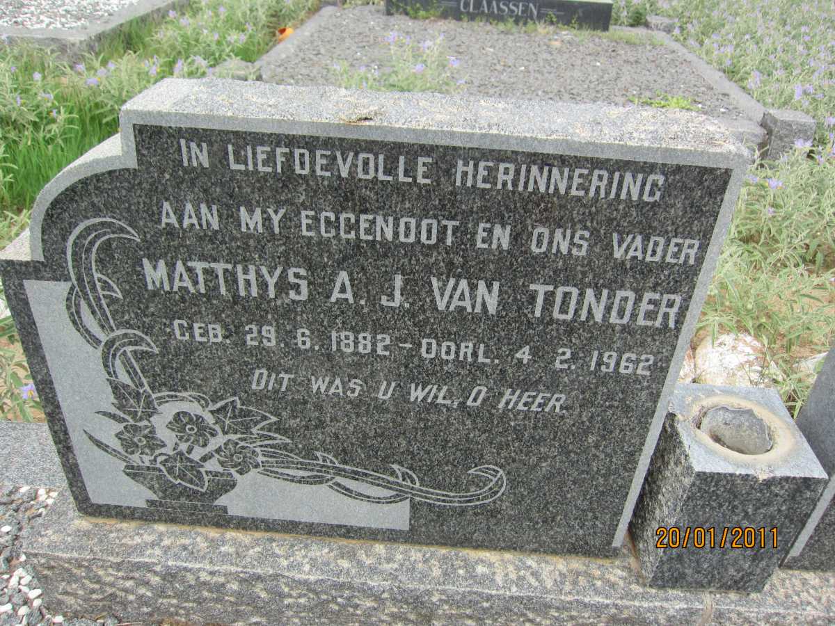 TONDER Matthys A.J., van 1882-1962