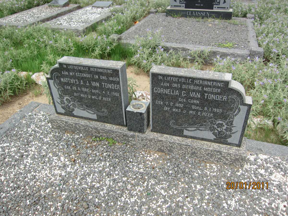 TONDER Matthys A.J., van 1882-1962 &amp; Cornelia G. COHN 1892-1965