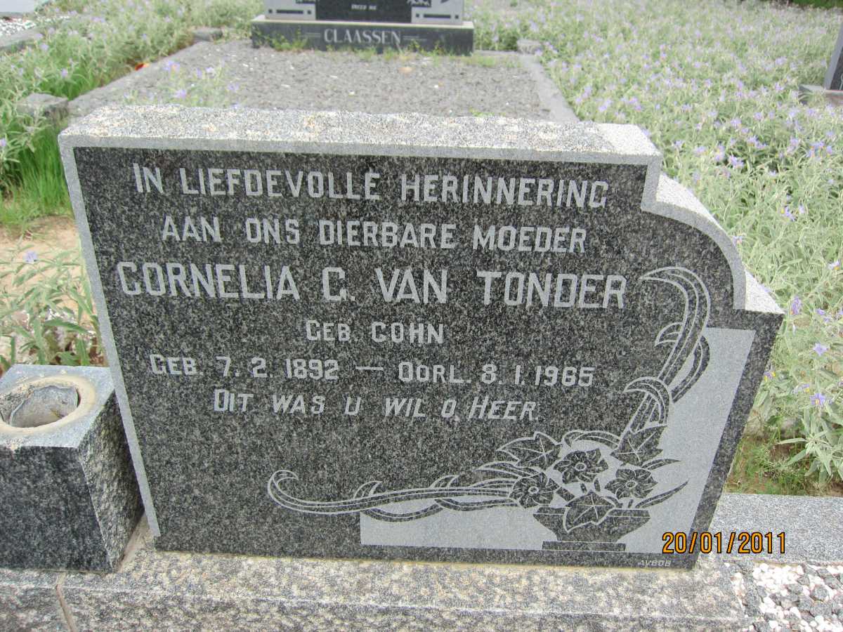 TONDER Cornelia G., van nee COHN 1892-1965