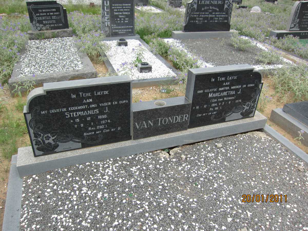 TONDER Stephanus J., van 1898-1974 &amp; Margaretha J. VAN HEERDEN 1914-1978