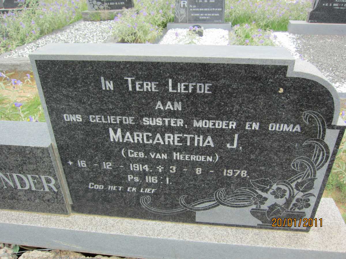 TONDER  Margaretha J., van nee VAN HEERDEN 1914-1978