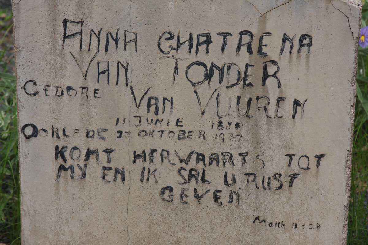 TONDER Anna Chatrena, van nee VAN VUUREN 1858-1937