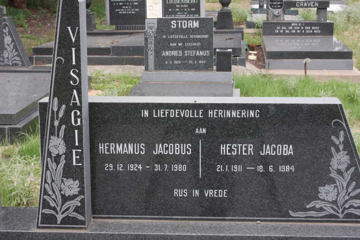 VISAGIE Hermanus Jacobus 1924-1980 &amp; Hester Jacoba 1911-1984