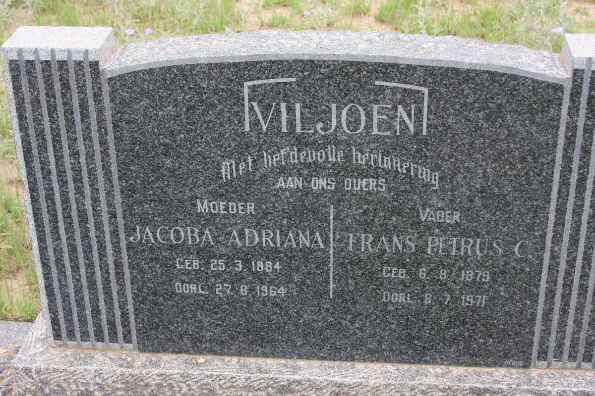 VILJOEN Frans Petrus C. 1879-1971 &amp; Jacoba Adriana 1884-1964