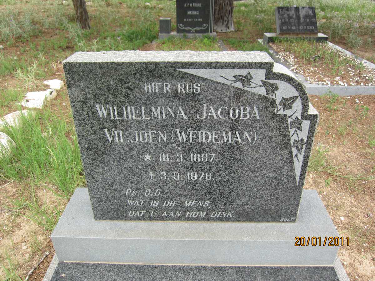 VILJOEN Wilhelmina Jacoba nee WEIDEMAN 1887-1976