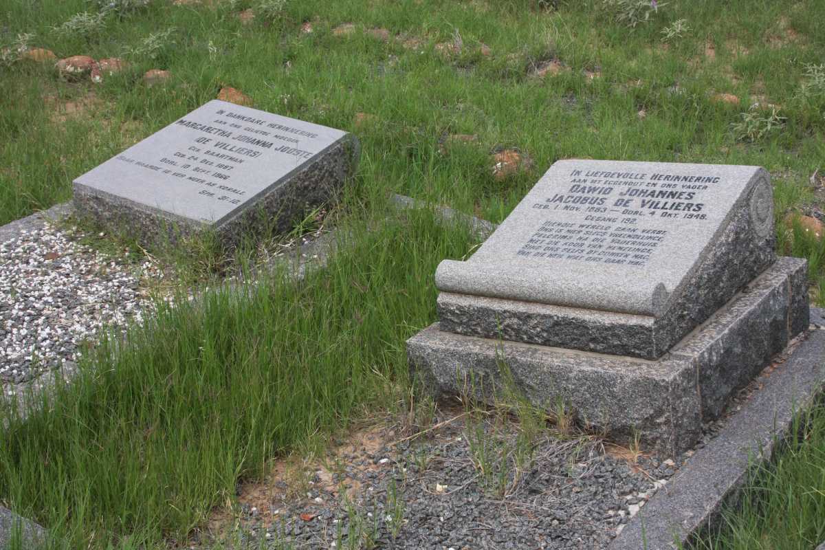 VILLIERS Dawid Johannes Jacobus, de 1883-1948 &amp; Margaretha Johanna JOOSTE formerly DE VILLIERS nee BAARTMAN 1887-1966