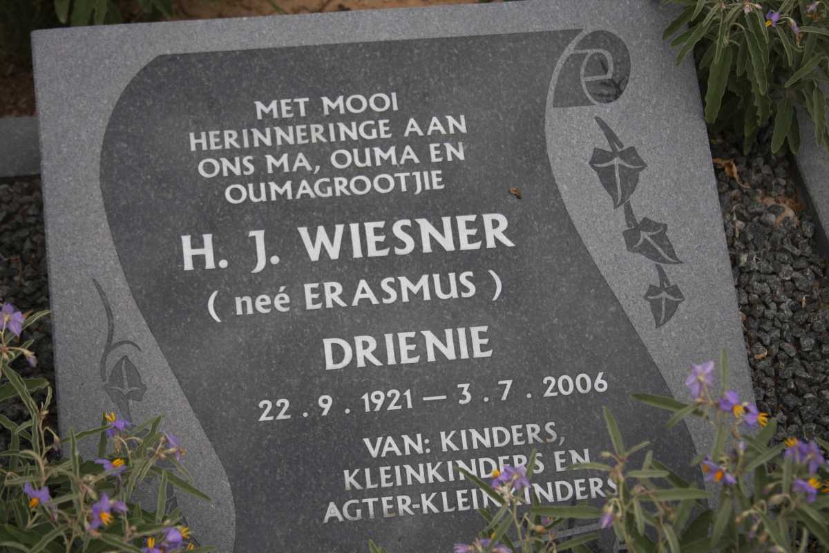 WIESNER H.J. nee ERASMUS 1921-2006