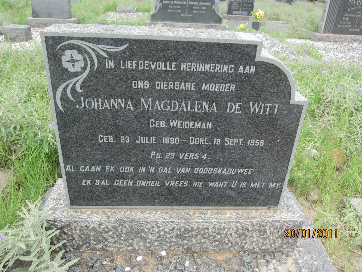 WITT Johanna Magdalena, de nee WEIDEMAN 1890-1956