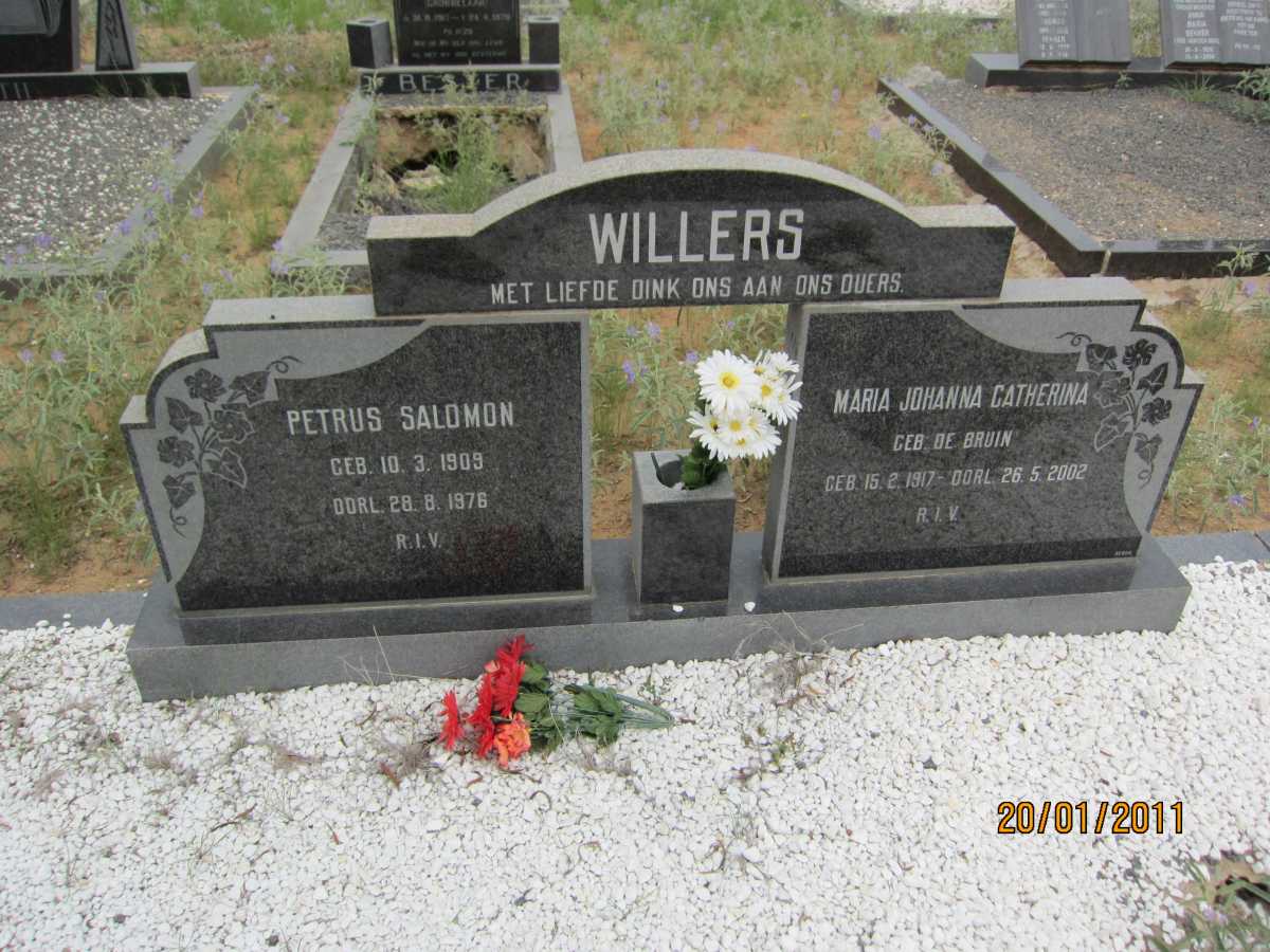 WILLERS Petrus Salomon 1909-1976 &amp; Maria Johanna Catherina DE BRUIN 1917-2002