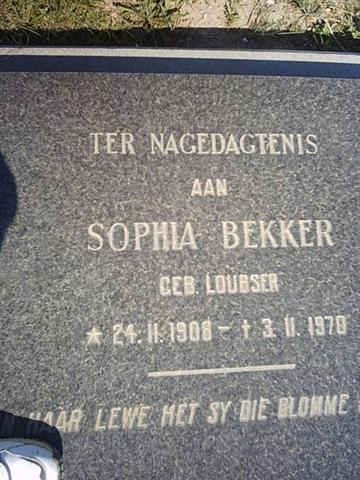BEKKER Sophia nee LOUBSER 1908-1970